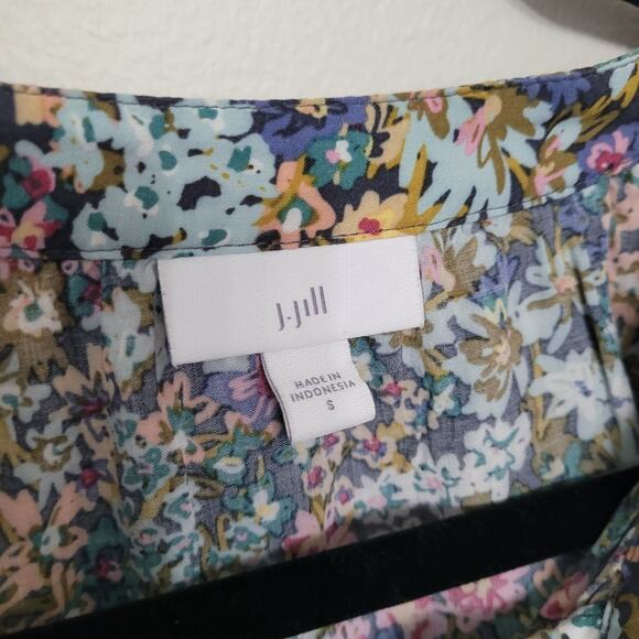 J. Jill Women’s Small Floral Blouse 3/4 Sleeve Rayon Top Multicolor - Picture 4 of 5